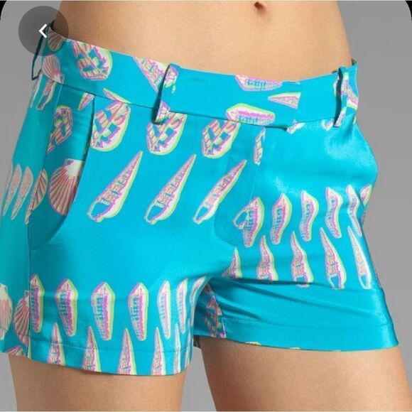 amanda Uprichard Brooklyn aqua shell print Shorts sz medium - Picture 13 of 14